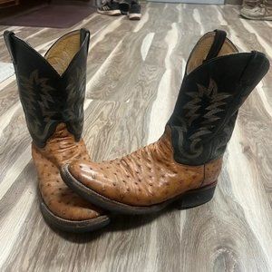 Justin Full Quill Ostrich Leather Boots 13D.